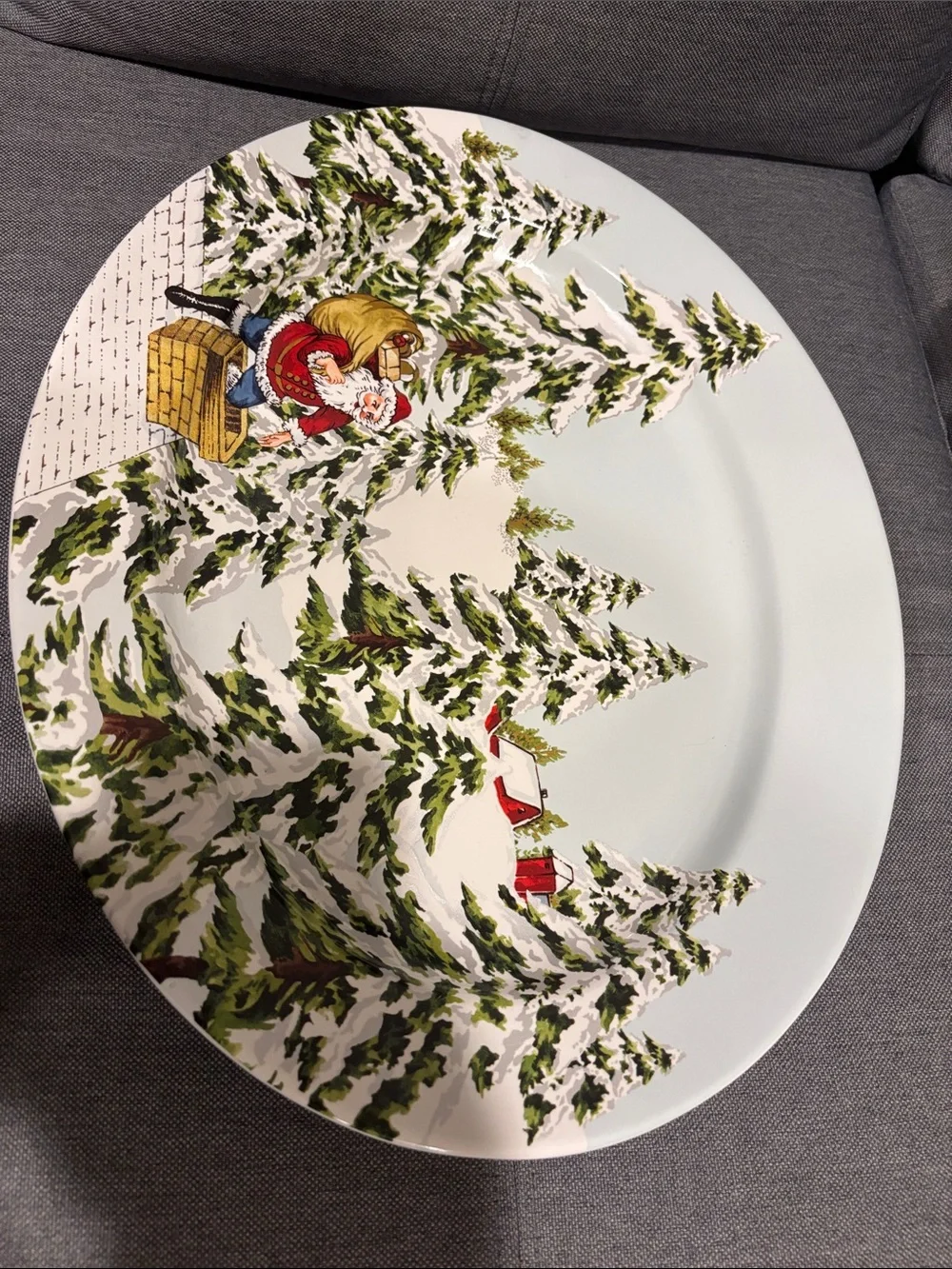 Williams Sonoma Vintage Santa Winter Serving Platter  17 inches